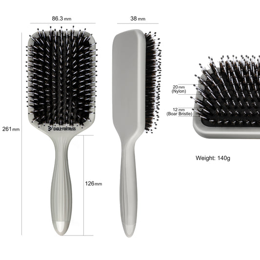 Boar Bristle Paddle Brush Grey