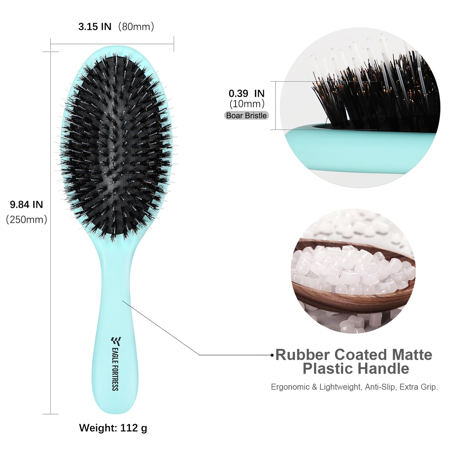 Boar bristle comb Green