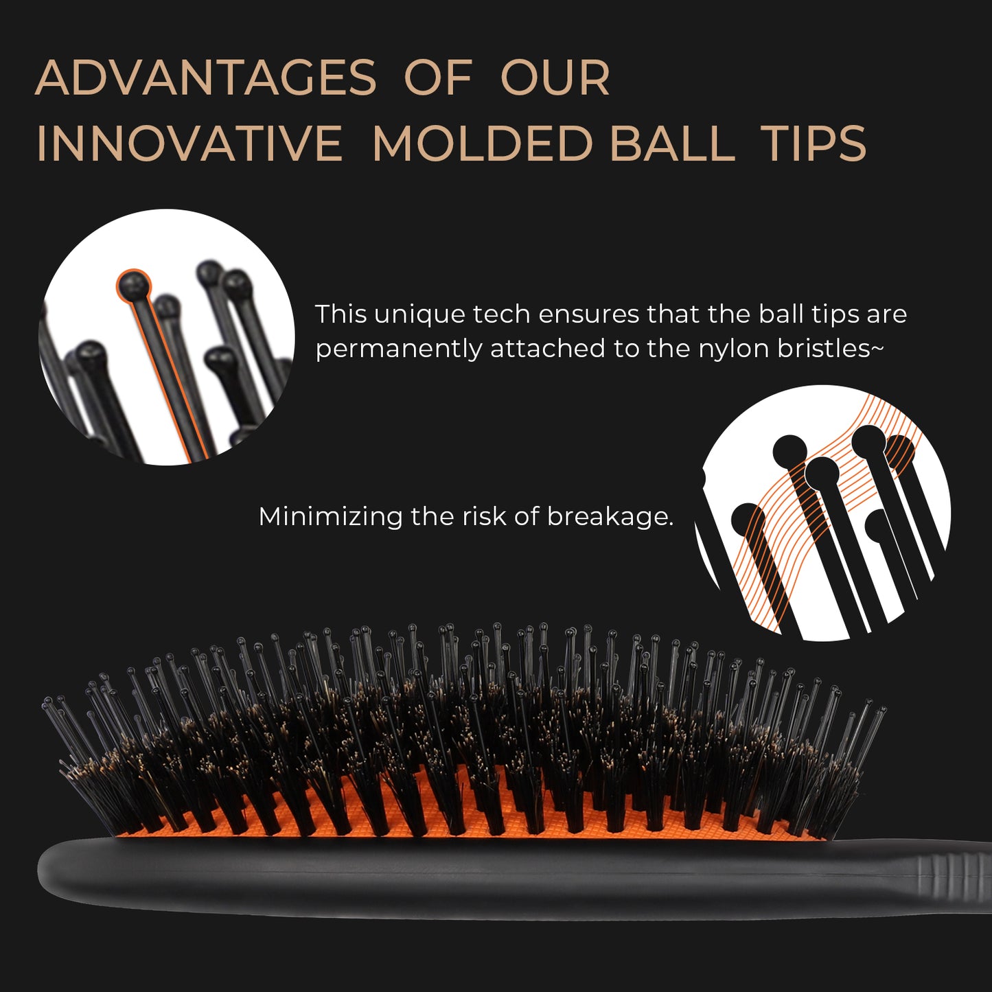 Boar Bristle Detangling Brush Black