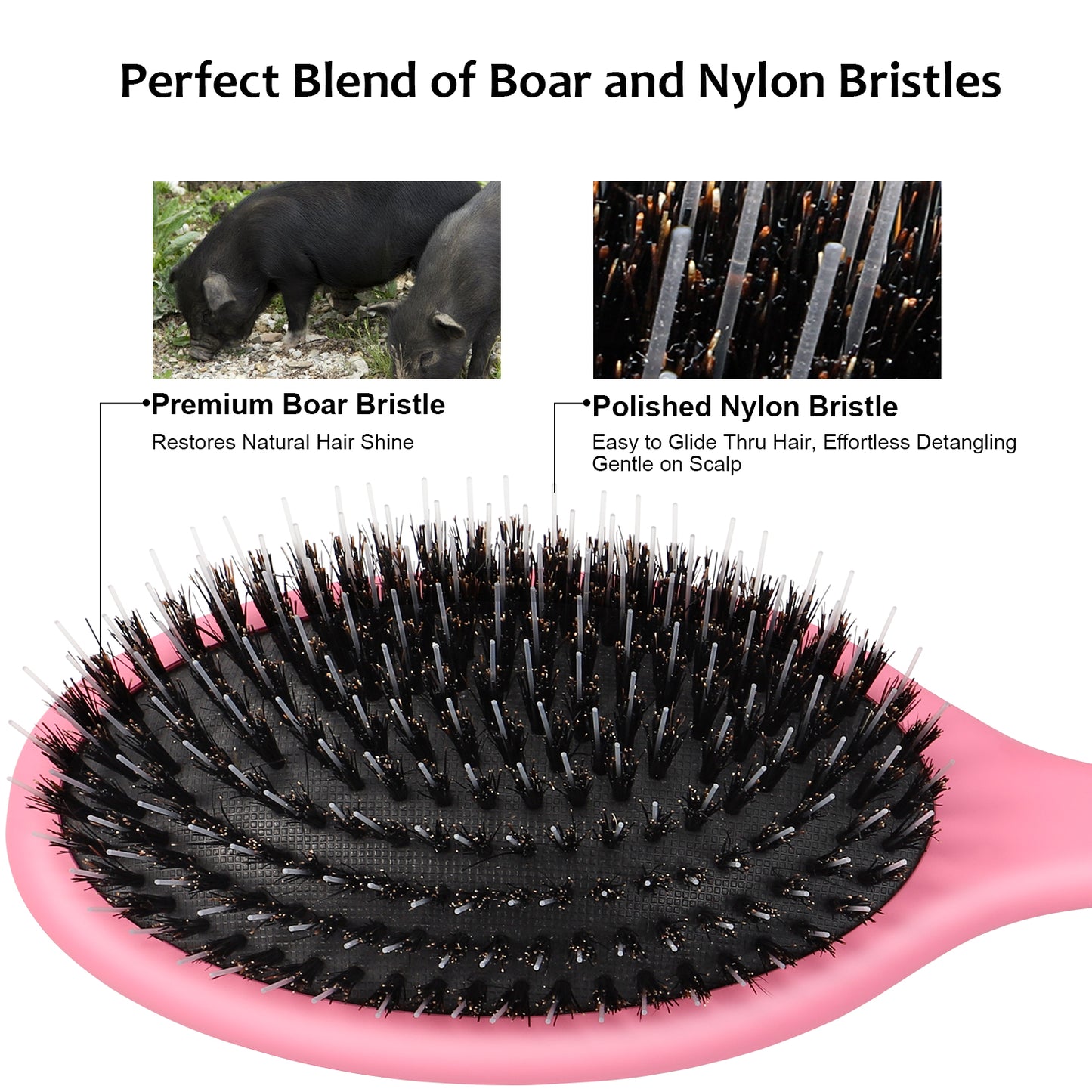 Boar bristle comb Rose