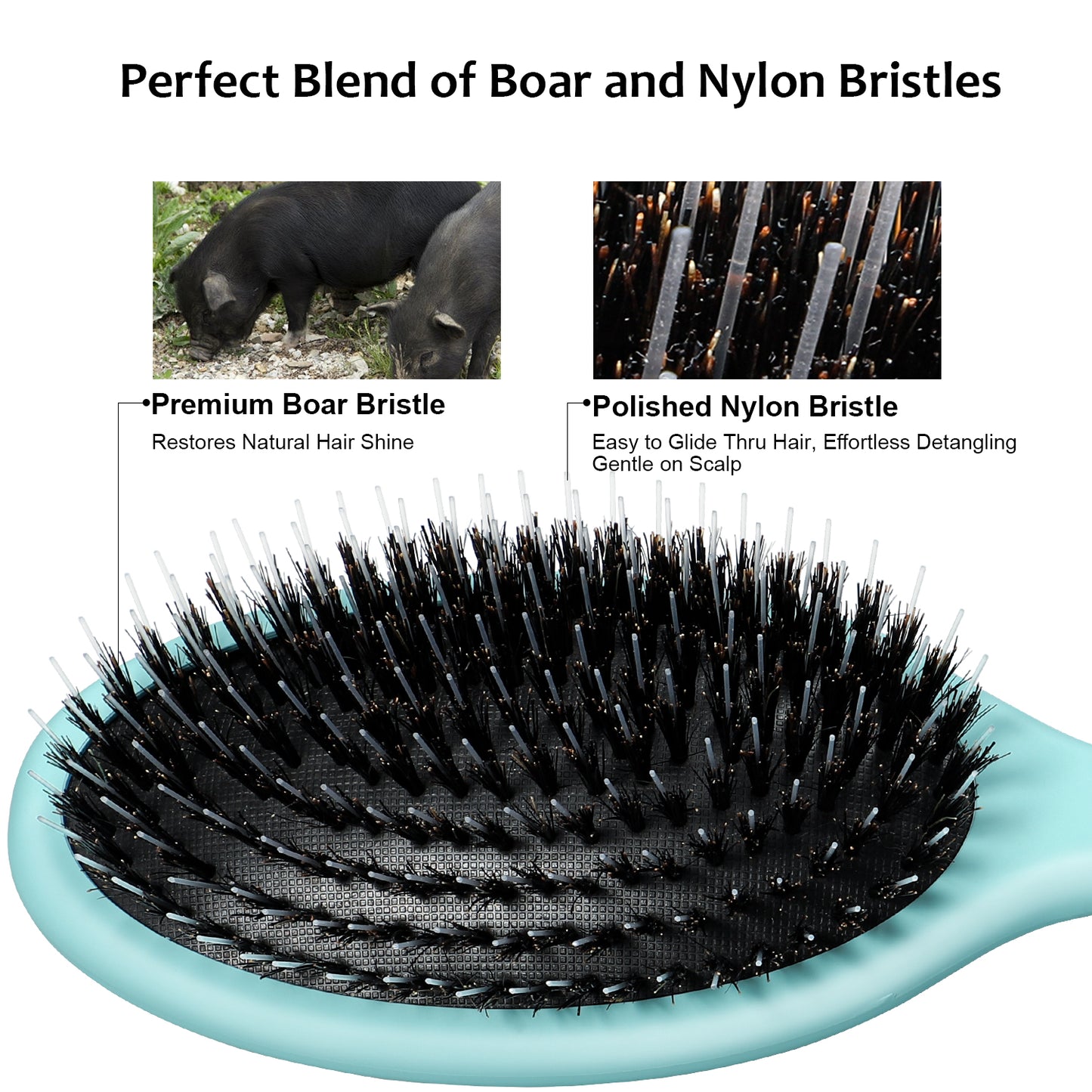 Boar bristle comb Green