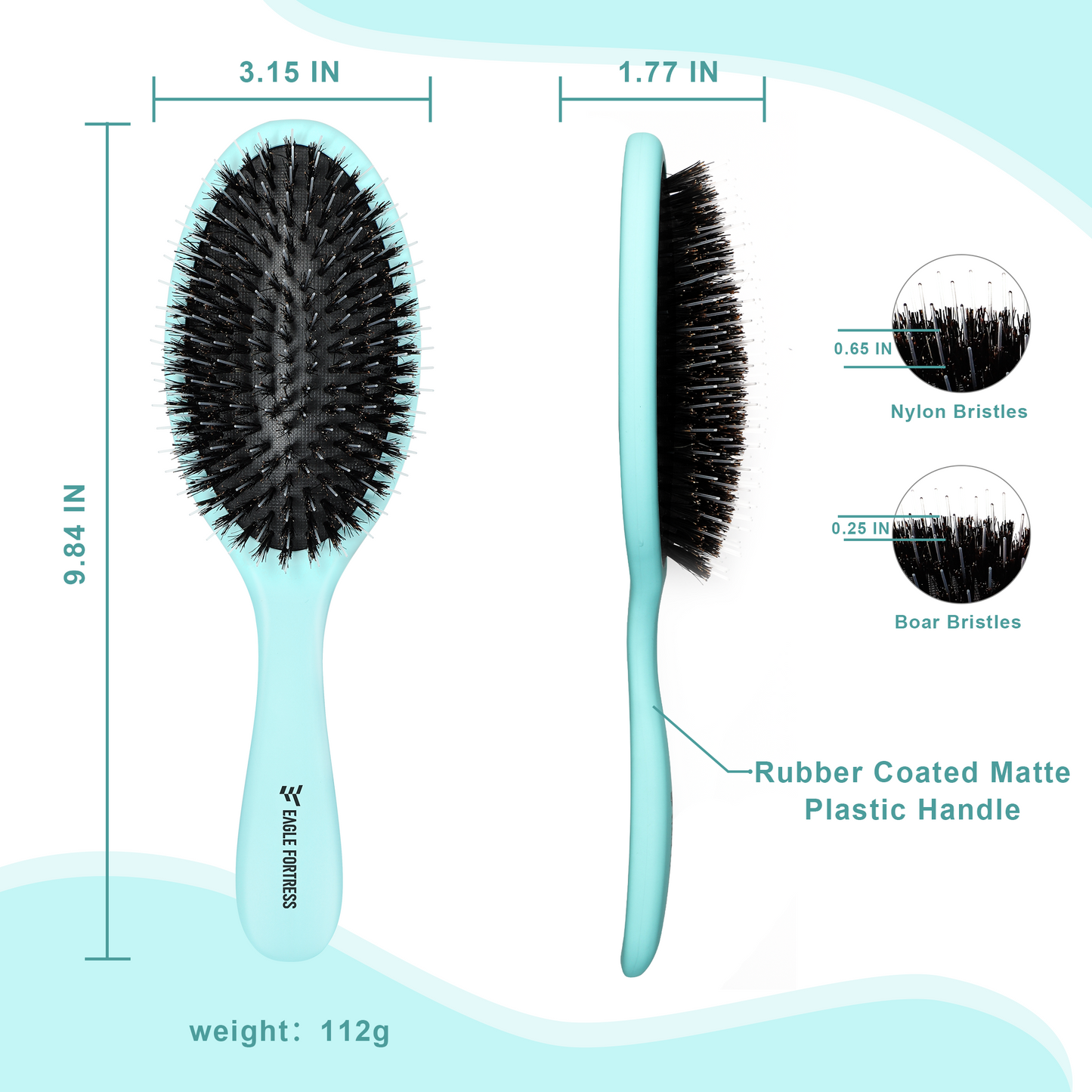 Boar bristle comb Turquoise