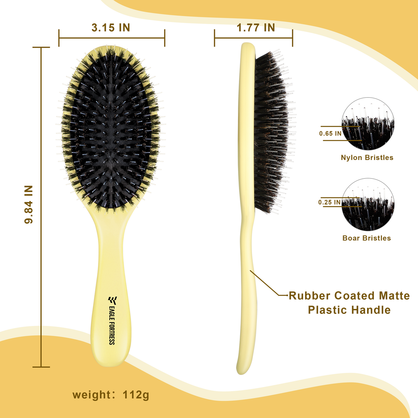 Boar bristle comb yellow