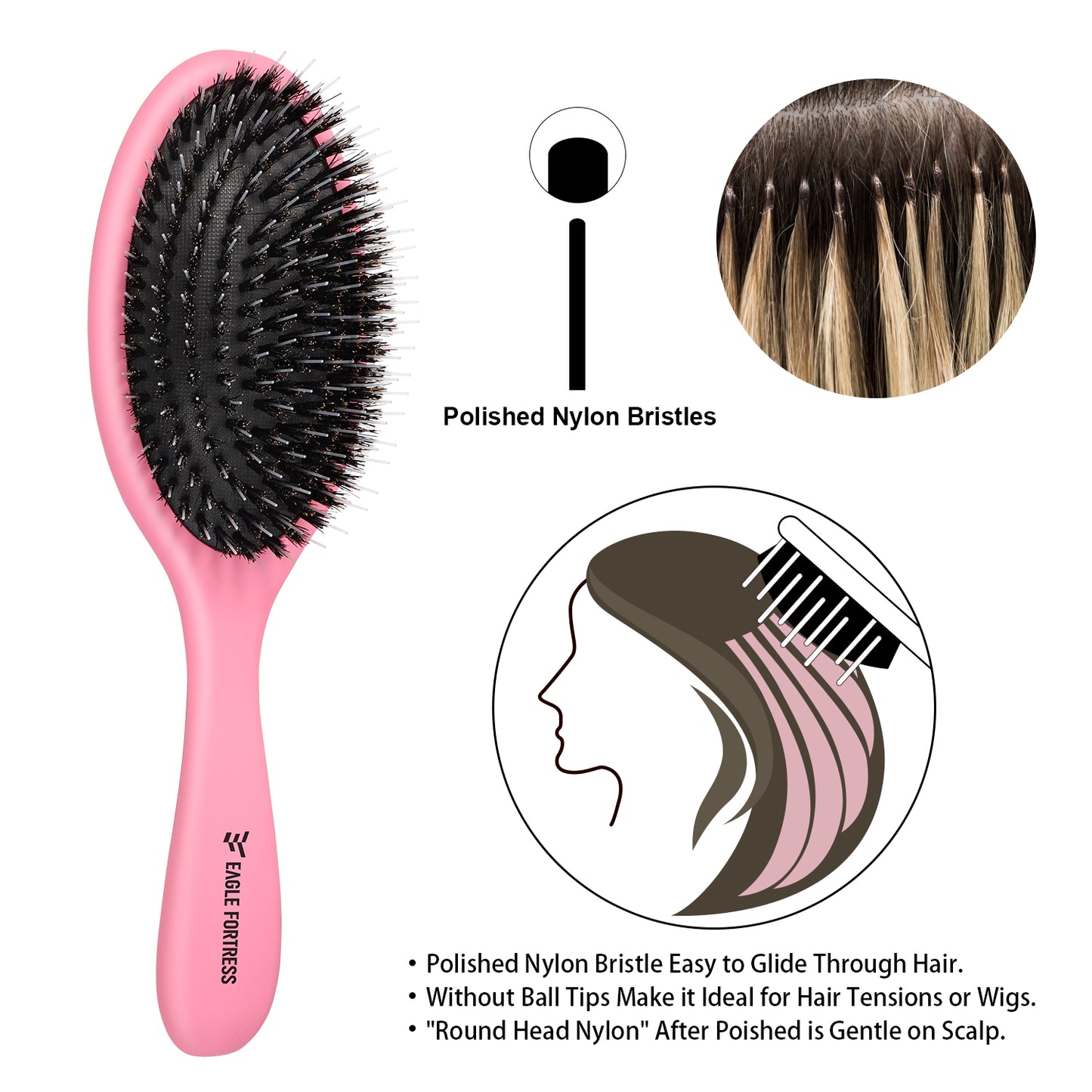 Boar bristle comb Rose