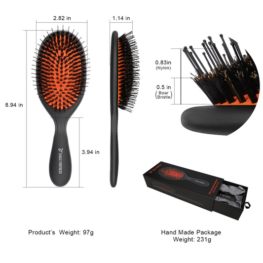 Boar Bristle Detangling Brush Black
