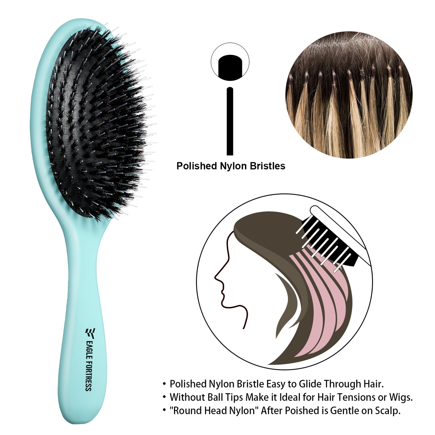 Boar bristle comb Green