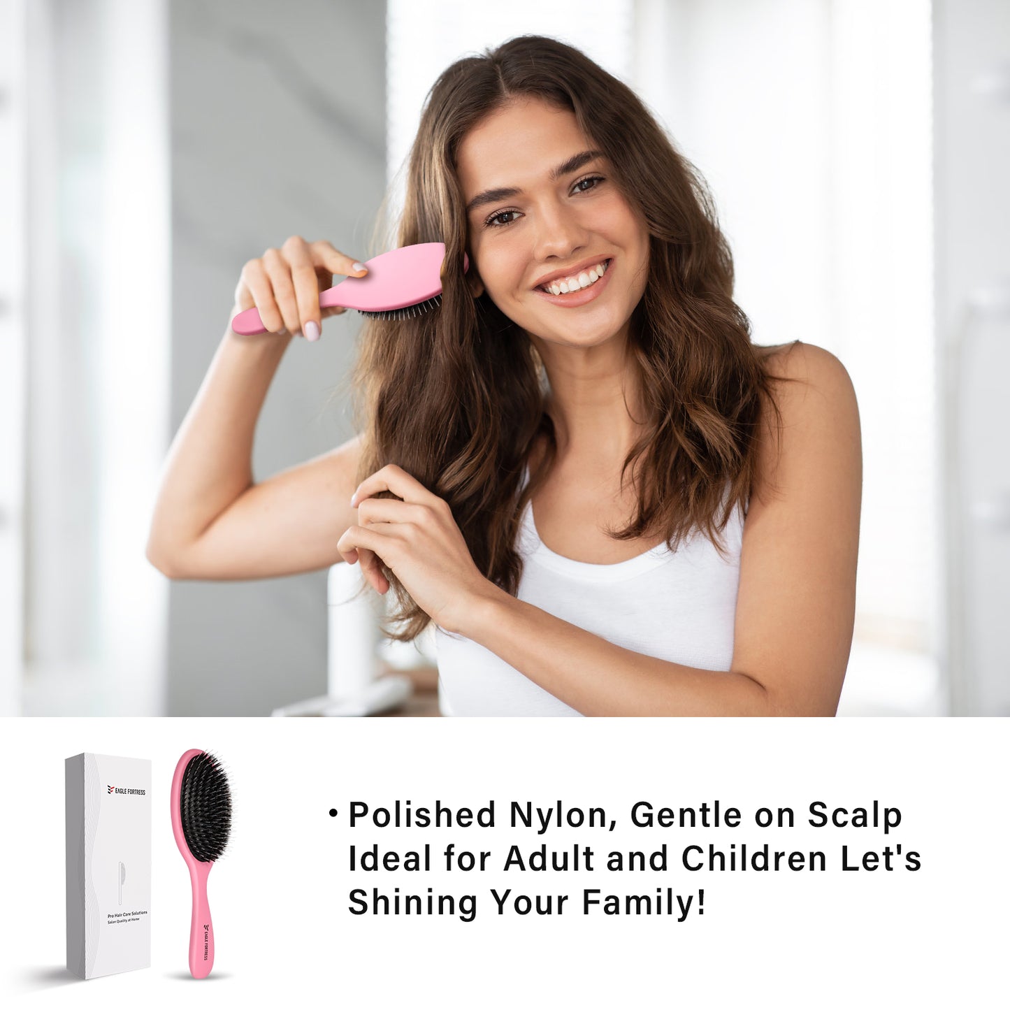 Boar bristle comb Rose