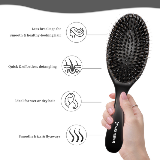 Boar bristle comb black