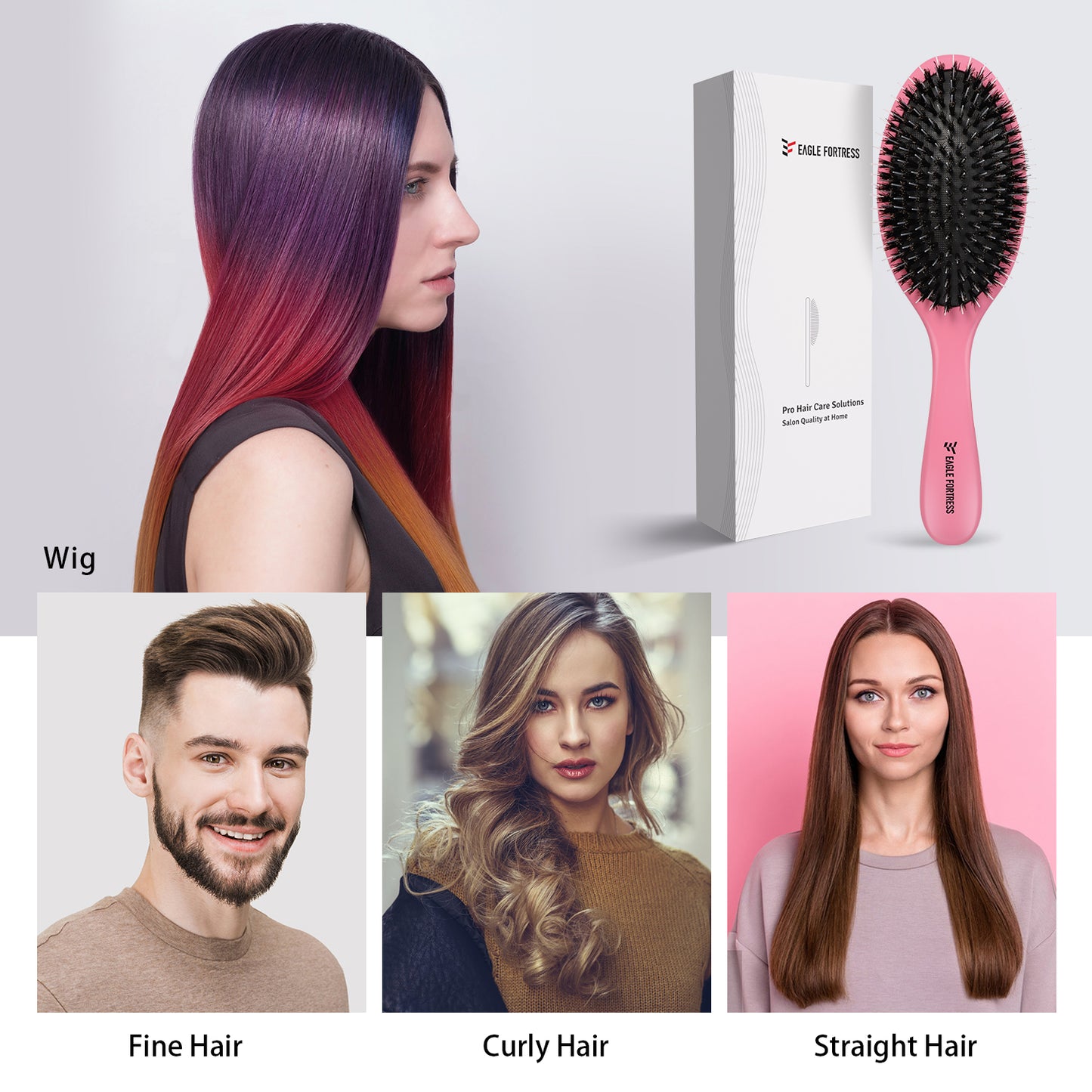 Boar bristle comb Rose