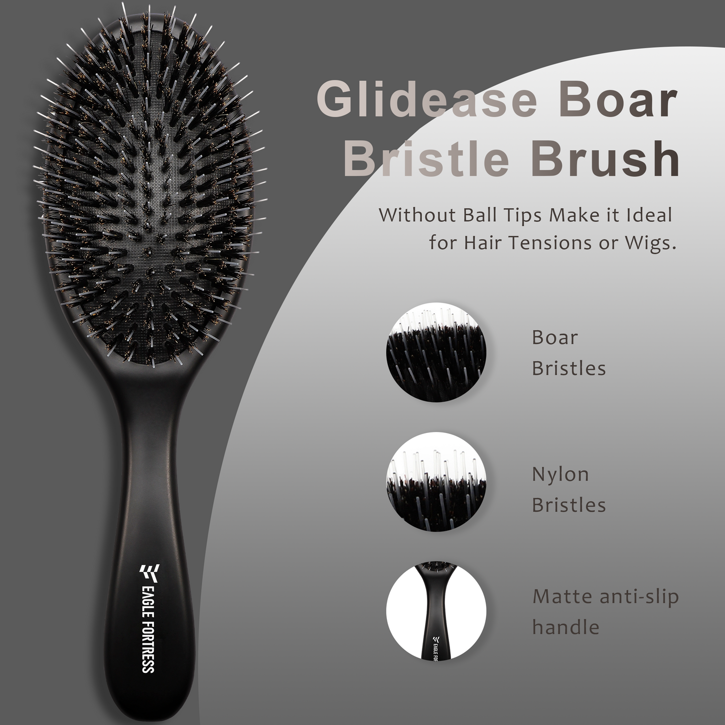 Boar bristle comb black