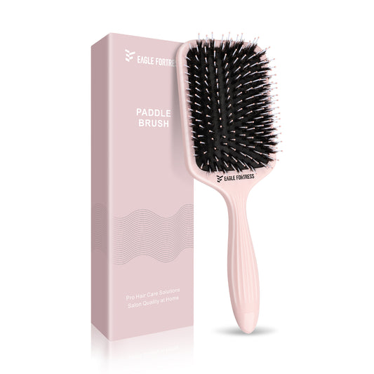 Boar Bristle Paddle Brush pink