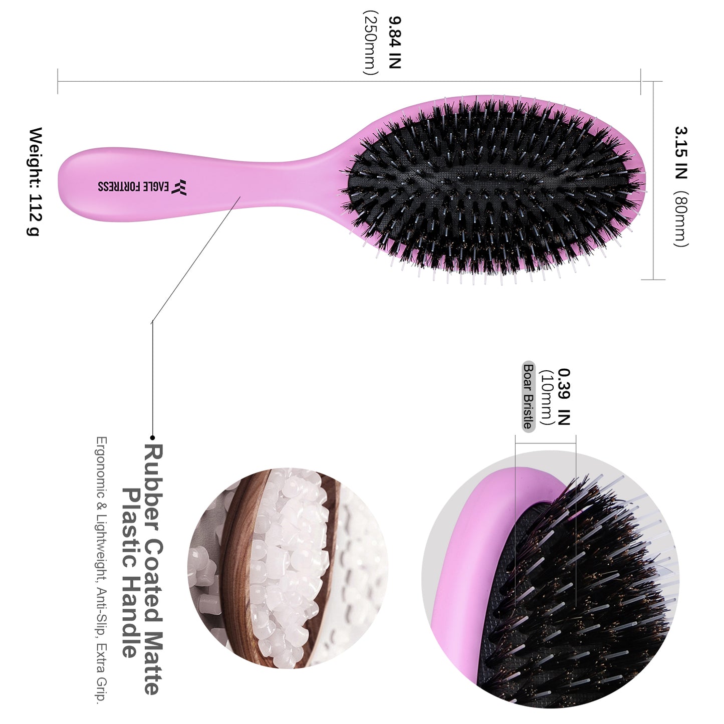 Boar bristle comb Purple