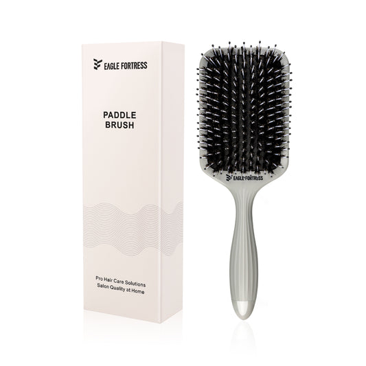 Boar Bristle Paddle Brush Grey