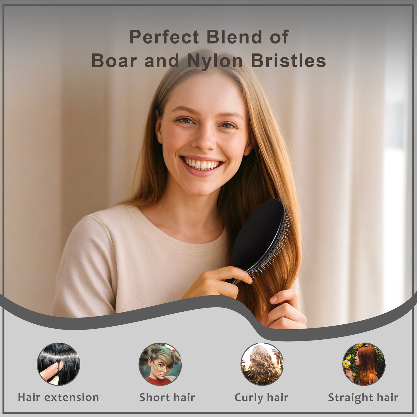 Boar bristle comb black