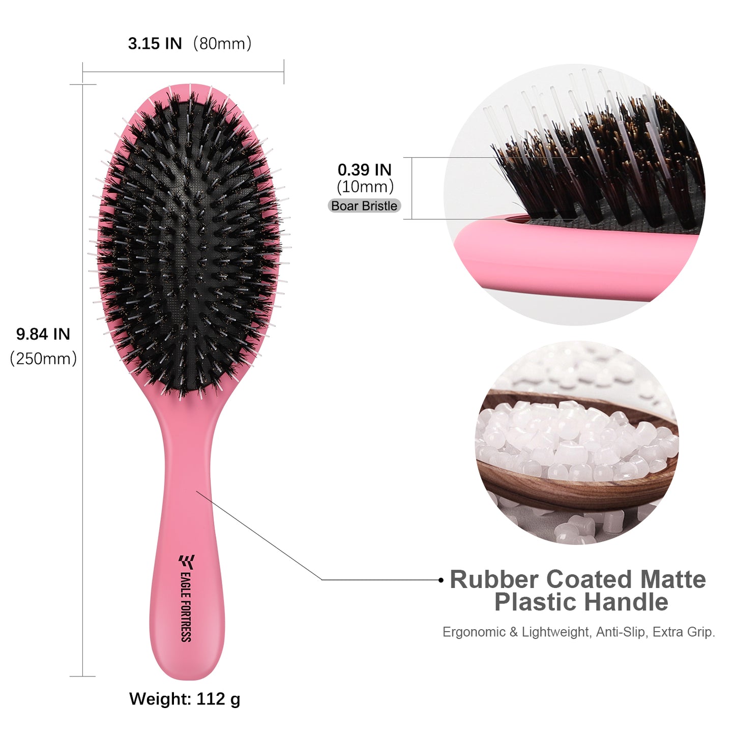 Boar bristle comb Rose