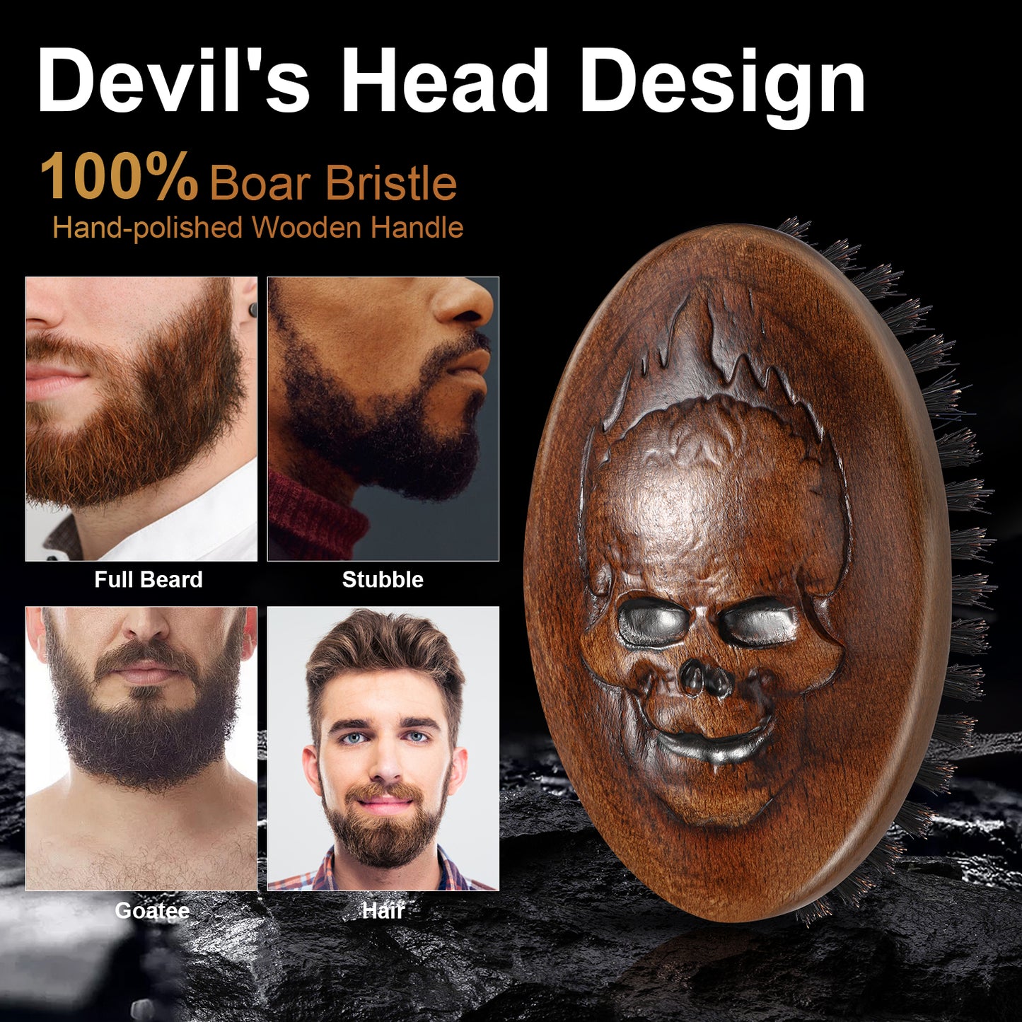 Skull-Design Beard Brush
