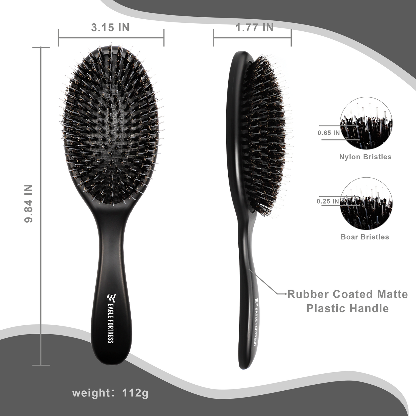 Boar bristle comb black