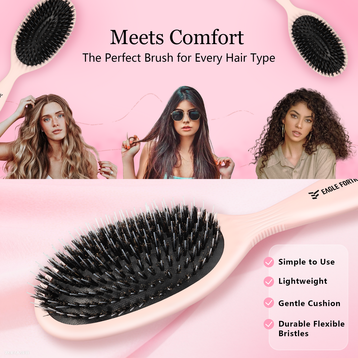 Bristle Detangling Brush Pink