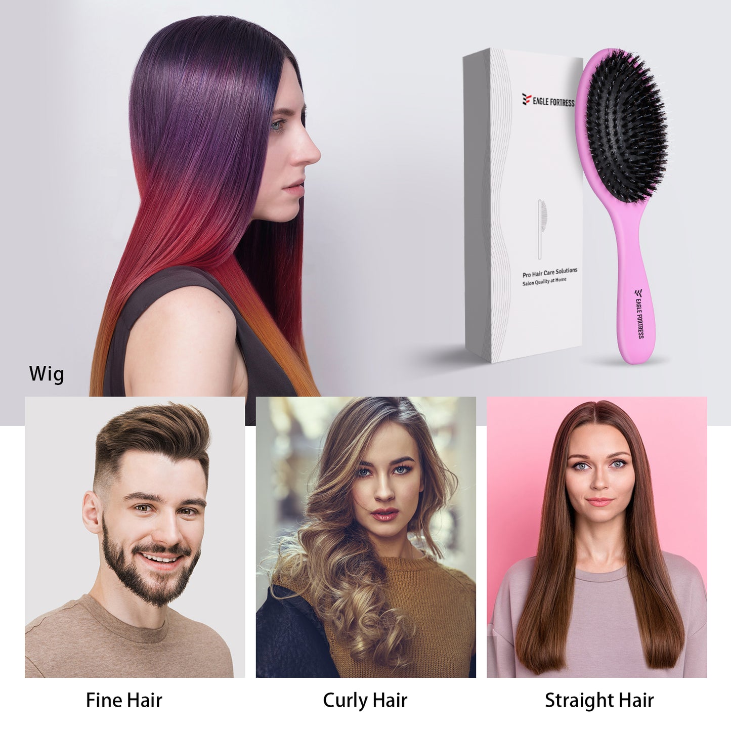 Boar bristle comb Purple